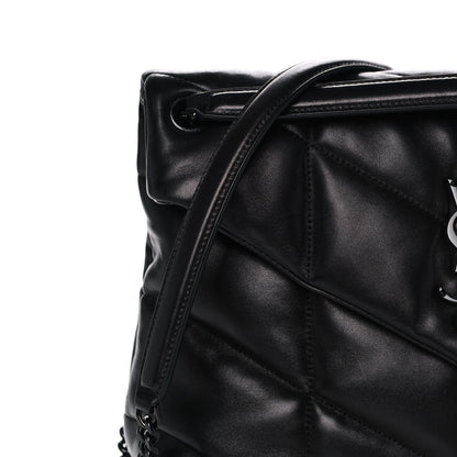 Saint Laurent Lambskin Quilted Medium Loulou Puffer Monogram Chain Satchel Black 10 of 16