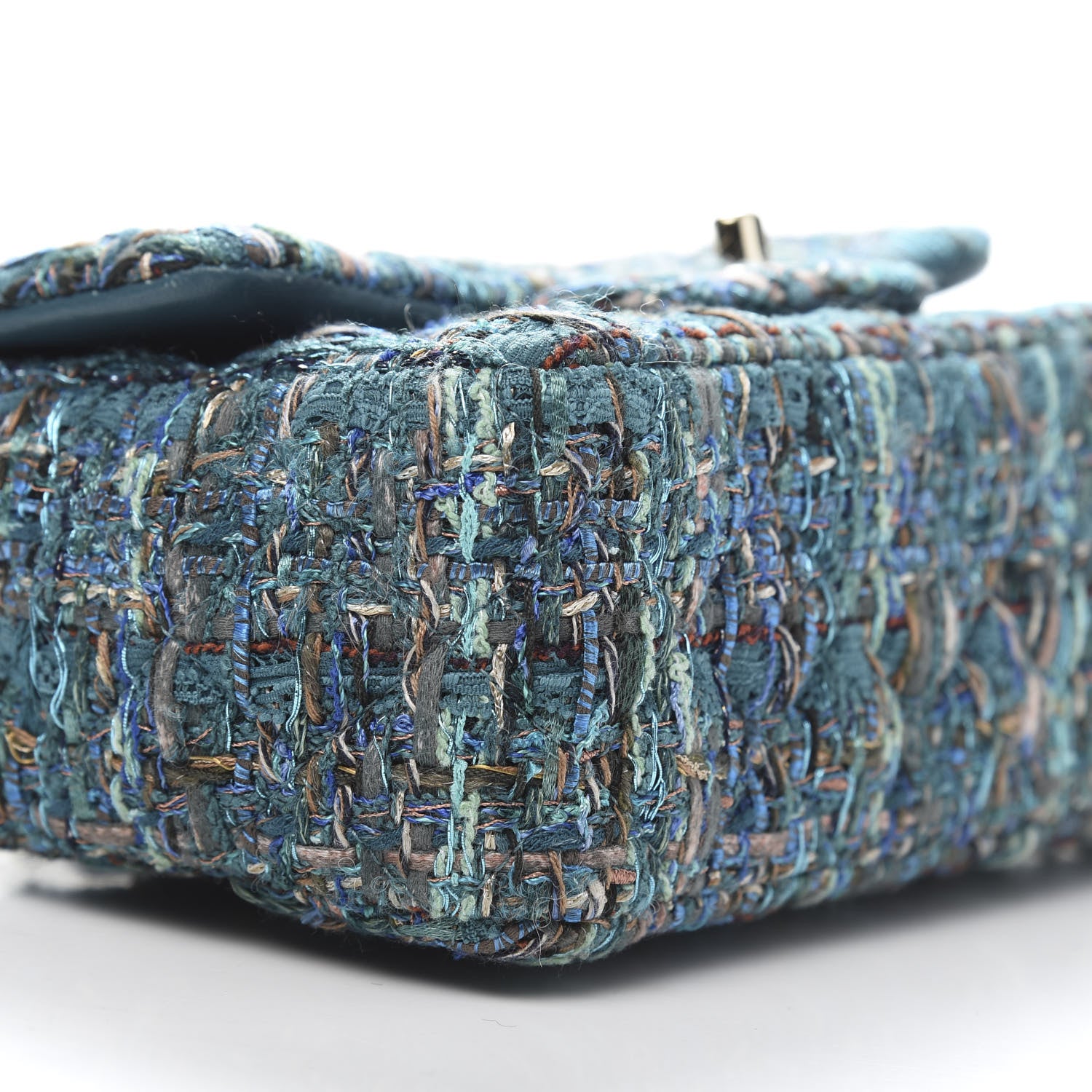 Chanel Tweed Quilted Egyptian Mini Rectangular Flap Turquoise 8 of 11