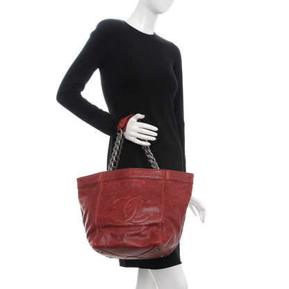 Chanel Distressed Caviar Outdoor Ligne Tote Red 2 of 8