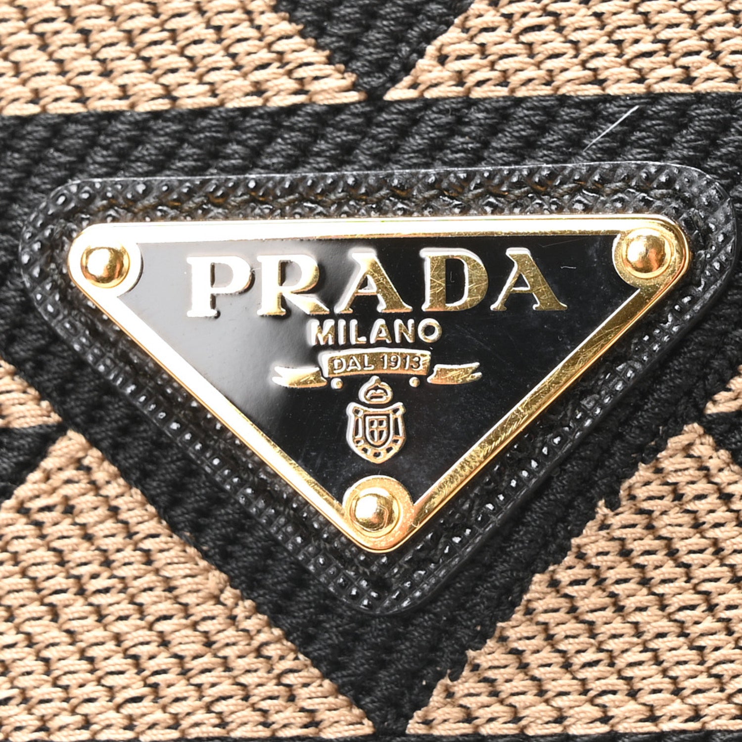 Prada Jacquard Saffiano Triangolo Symbole Embroidered Micro Tote Black Corda 6 of 9