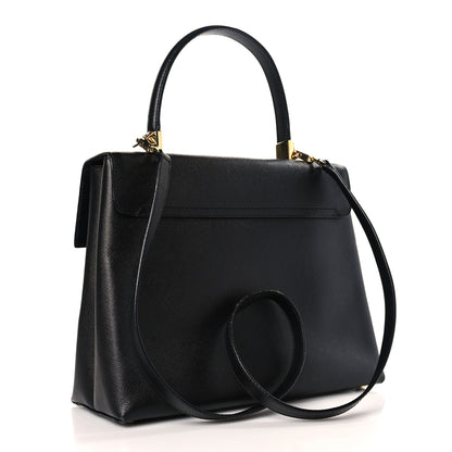 Salvatore Ferragamo Hammered Calfskin Top Handle Bag Black 3 of 10