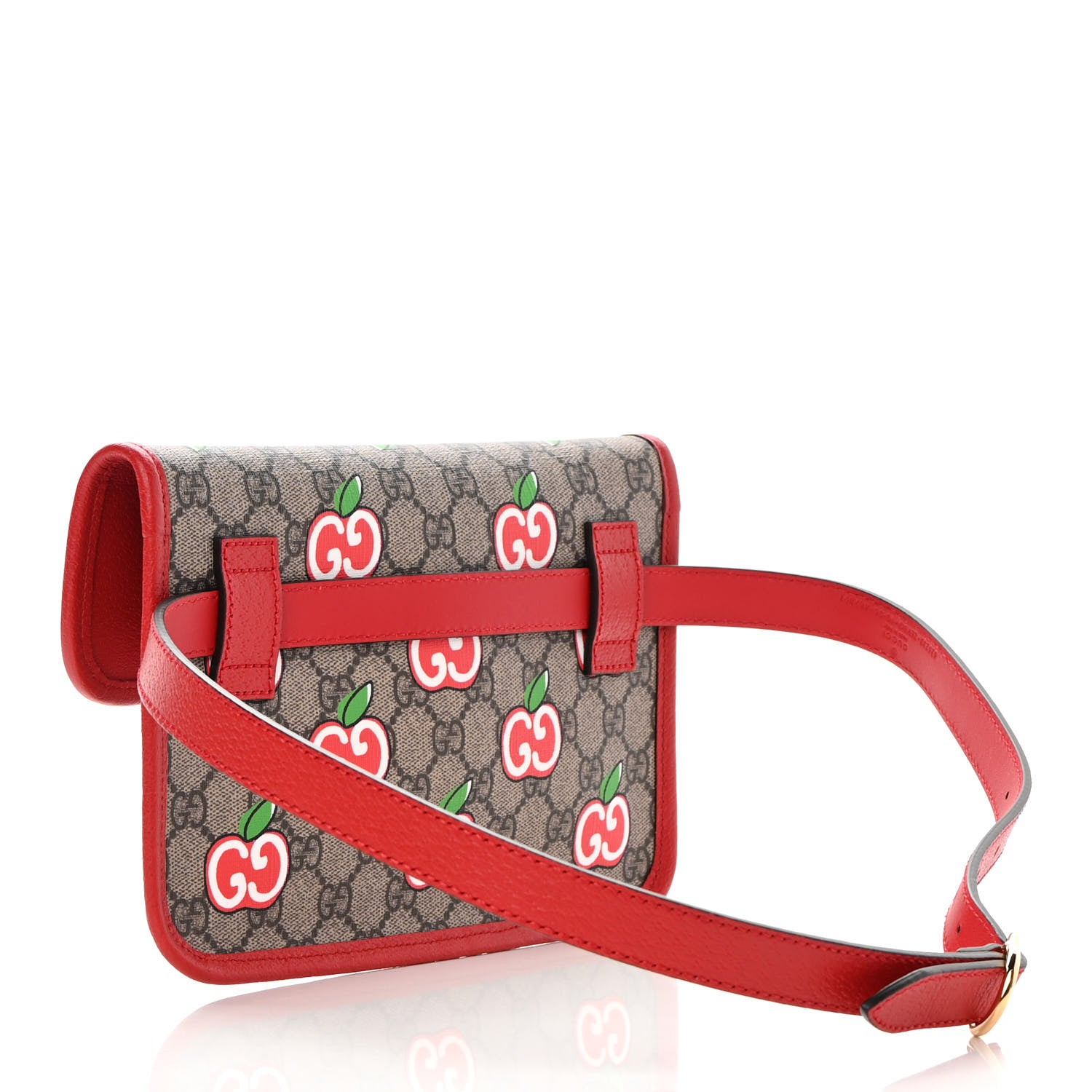 Gucci GG Supreme Monogram Apple Interlocking G Belt Bag Beige Multicolor Lobster Red 3 of 12