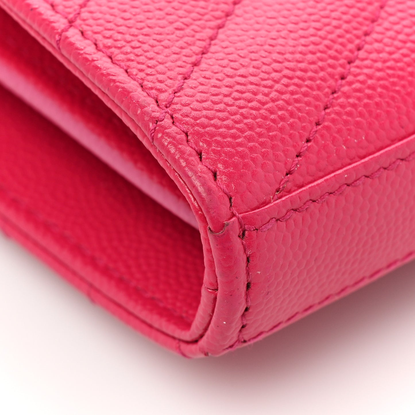 Grain De Poudre Matelasse Chevron Monogram Chain Wallet Hot Pink