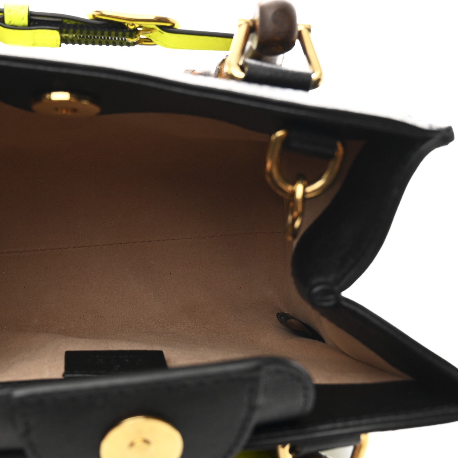 Gucci Wonka Grain Calfskin Mini Diana Tote Bag Black Yellow Fluo 5 of 10