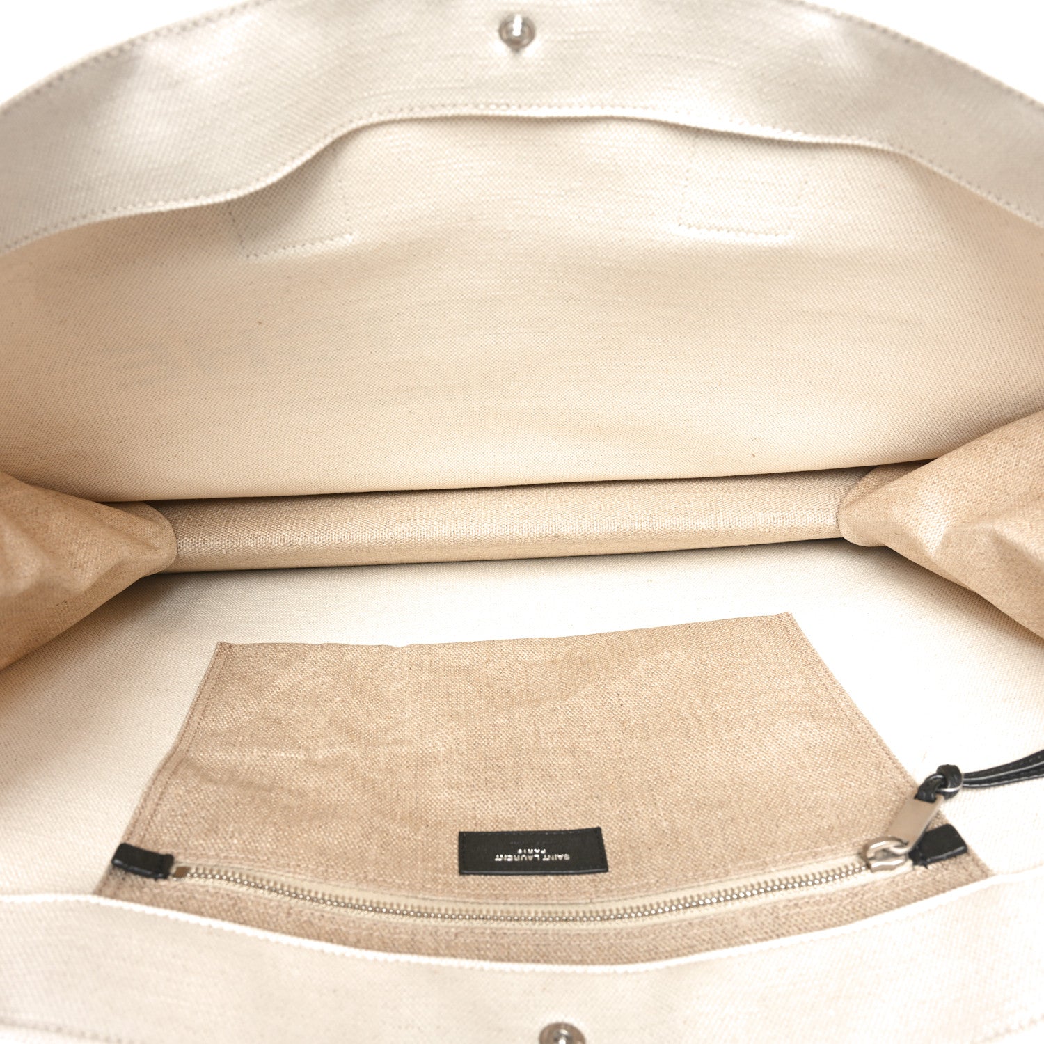 Saint Laurent Linen Calfskin Rive Gauche Tote Greggio Natural 5 of 9