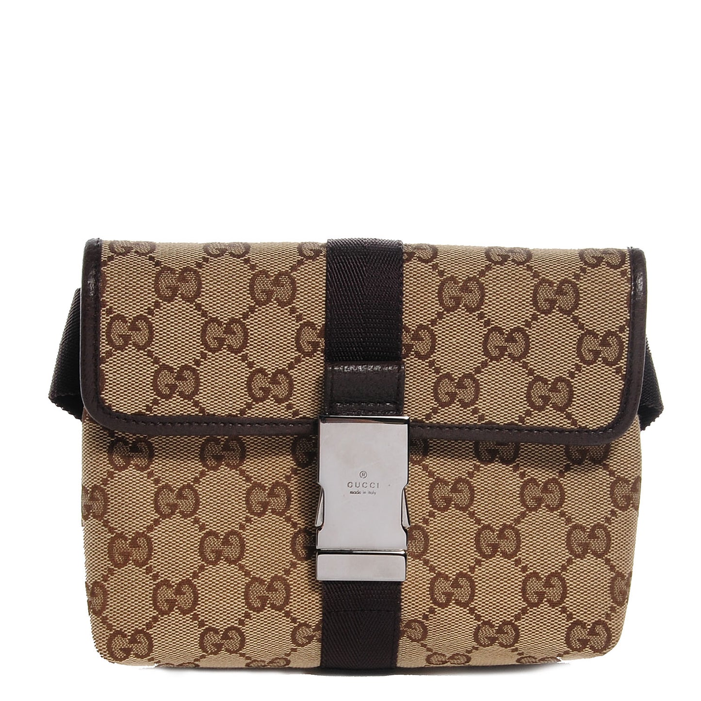 GG Monogram Buckle Belt Bag Dark Brown