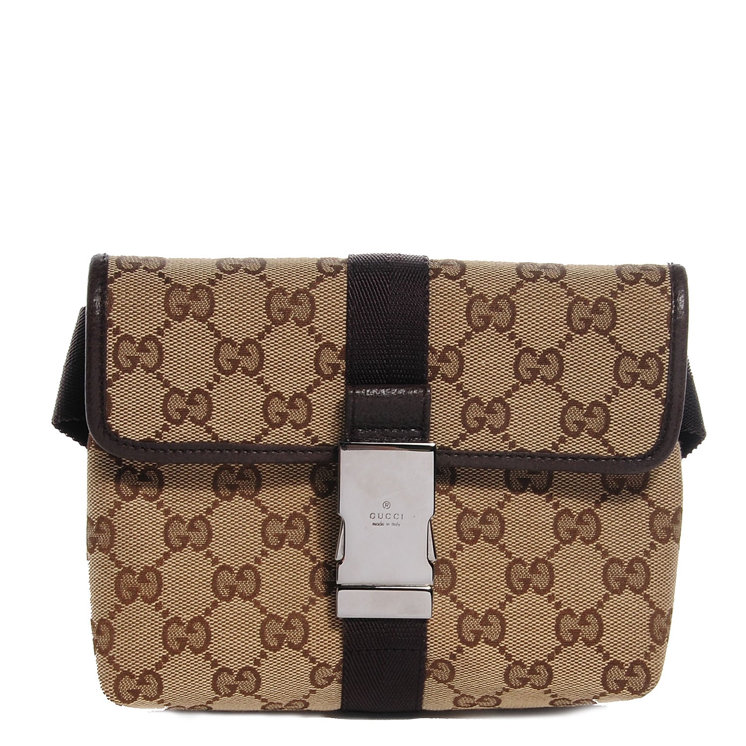 Gucci GG Monogram Buckle Belt Bag Dark Brown 1 of 7