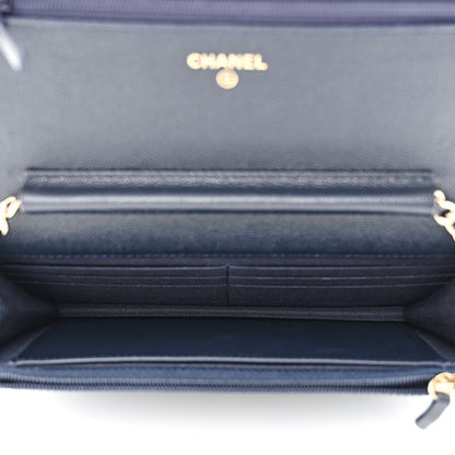 Chanel Caviar Quilted Wallet on Chain WOC Navy Blue 5 of 13