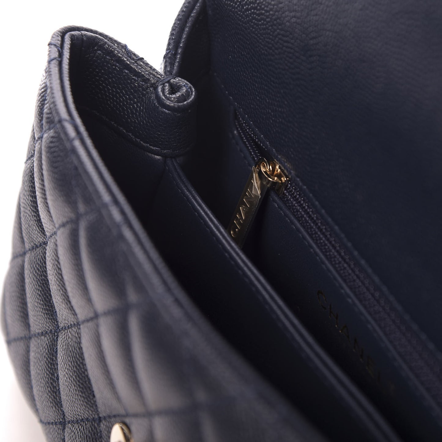 Caviar Quilted Mini Coco Handle Flap Navy Blue