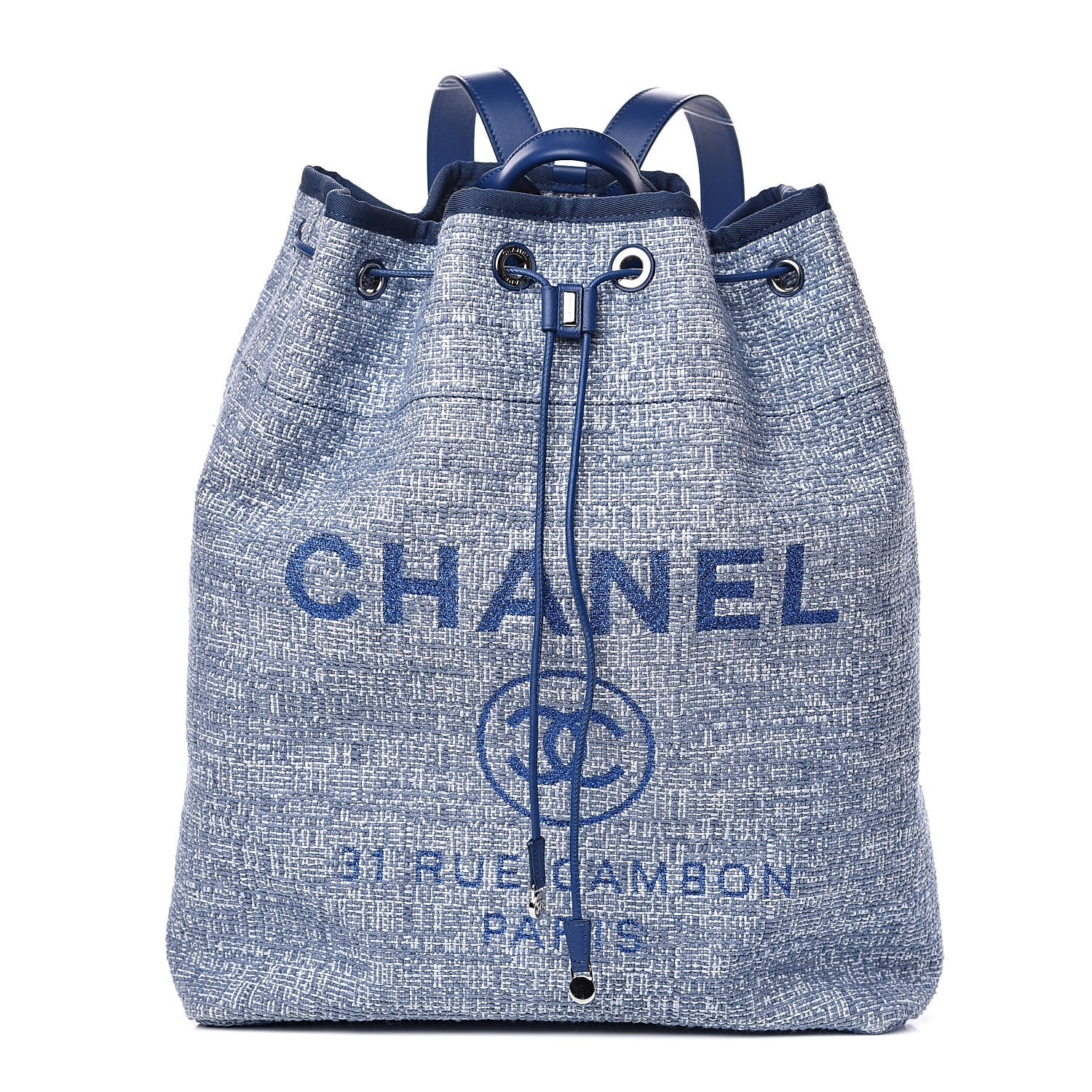 Chanel Canvas Large Deauville Backpack Blue 1 of 10