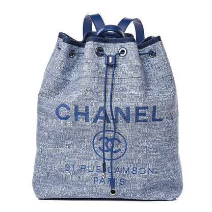 Chanel Canvas Large Deauville Backpack Blue 1 of 10