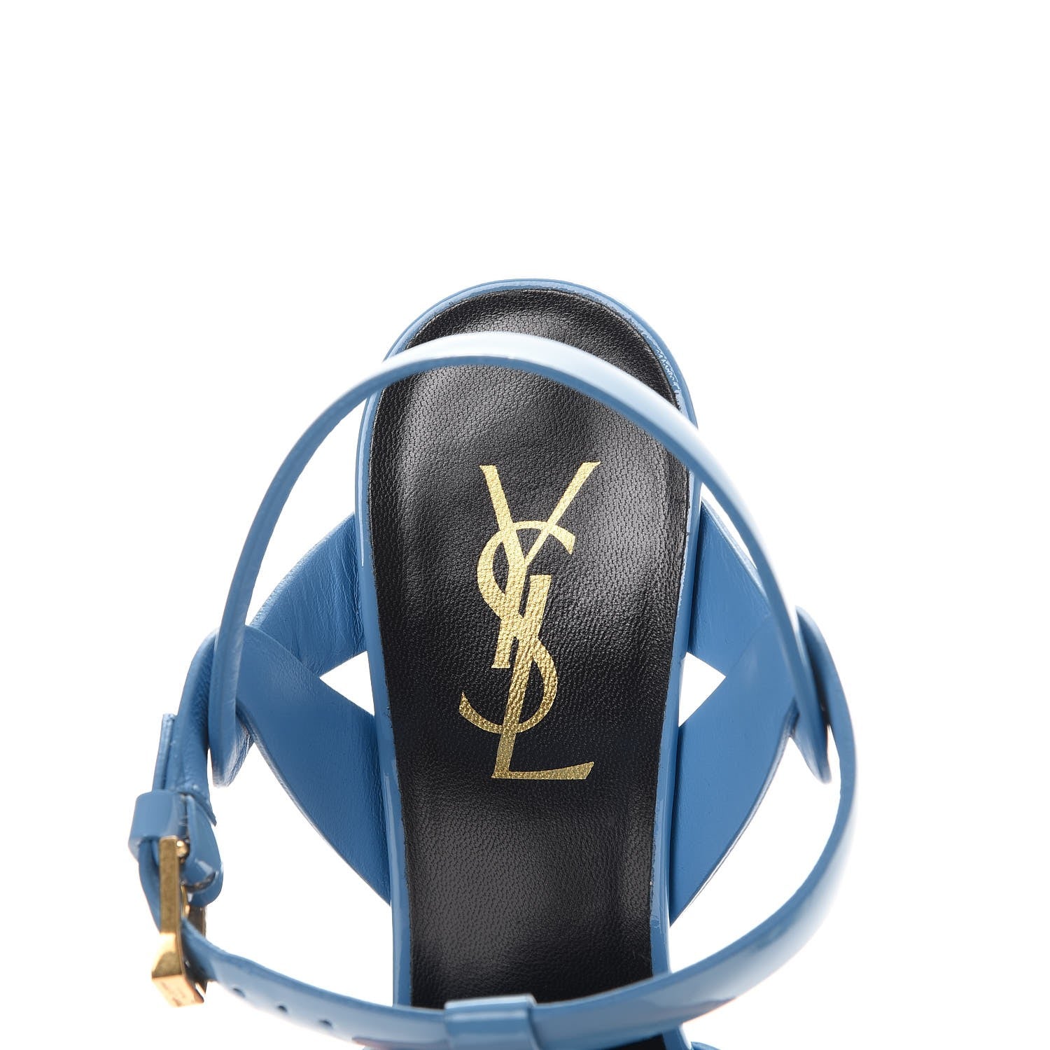 Saint Laurent Patent Tribute 75 Platform Sandals 37.5 Blue Royal 7 of 9