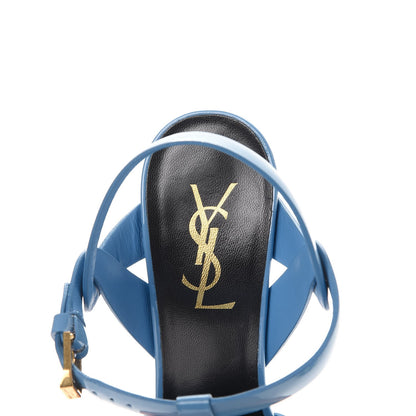 Saint Laurent Patent Tribute 75 Platform Sandals 37.5 Blue Royal 7 of 9