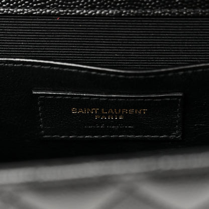 Saint Laurent Grain De Poudre Textured Mixed Matelasse Triquilt Medium Monogram Satchel Black 7 of 12