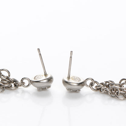 Chanel Crystal CC Hearts Dangle Earrings Silver 4 of 5