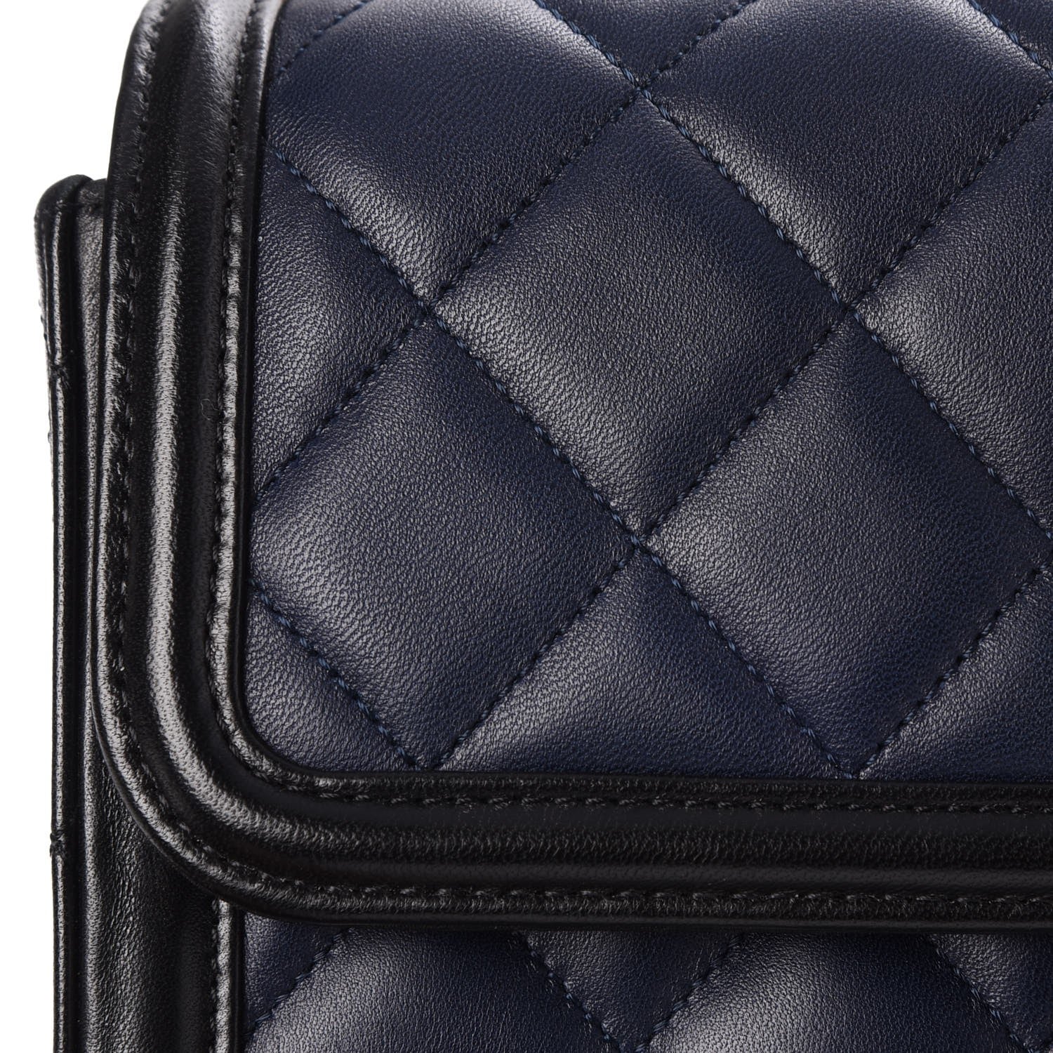 Chanel Calfskin Quilted Large Elegant CC Flap Navy Black 8 of 12