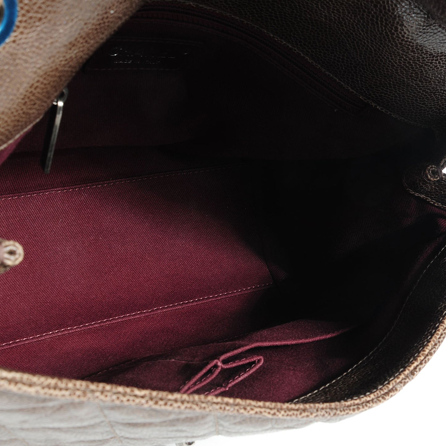Crumpled Grained Calfskin CC Crave Jumbo Flap Brown
