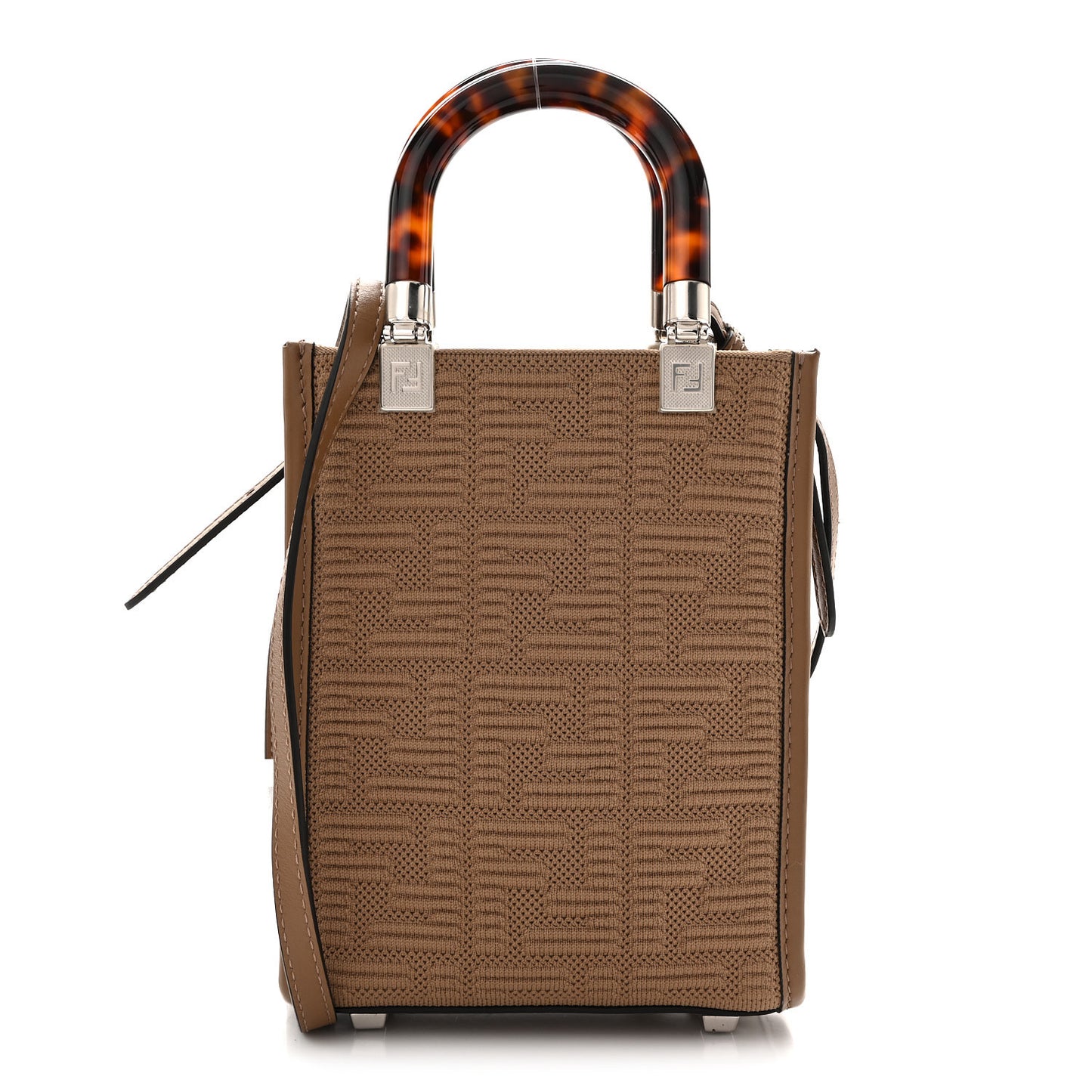 Technical Fabric Vitello Ceylon Plexiglass FF Mini Fendi Sunshine Shopper Tote Sand