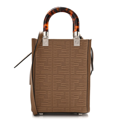 Fendi Technical Fabric Vitello Ceylon Plexiglass FF Mini Fendi Sunshine Shopper Tote Sand 1 of 12