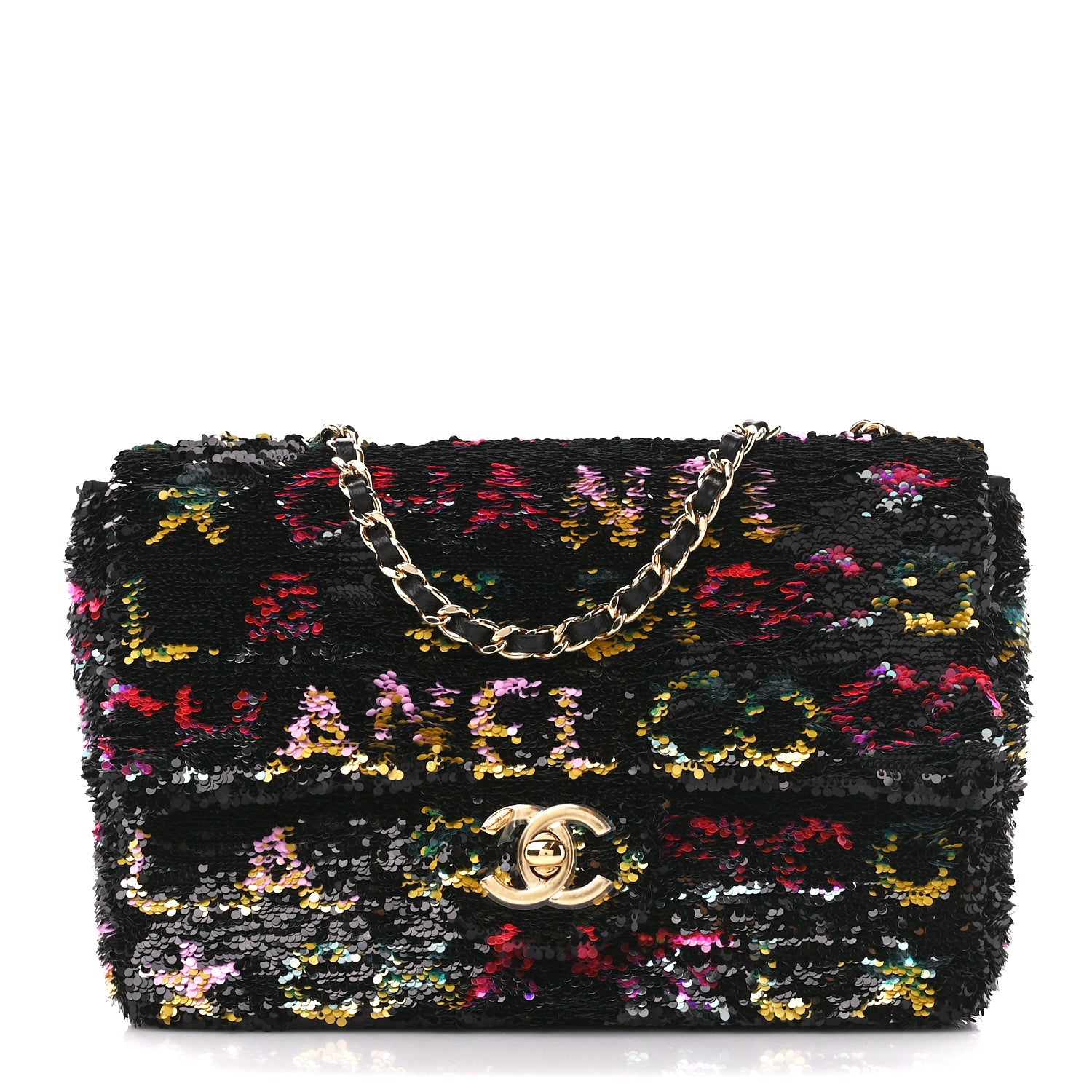 Chanel Sequin Logo CC Small Single Flap Black Multicolor 1 of 12