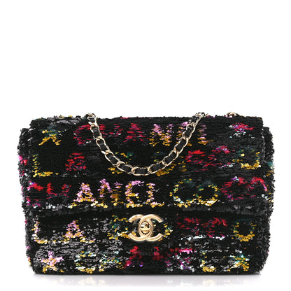 Chanel Sequin Logo CC Small Single Flap Black Multicolor 1 of 12