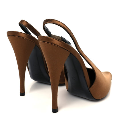 Saint Laurent Silk Satin Faye 110 Pumps 38 Deep Cognac 5 of 10