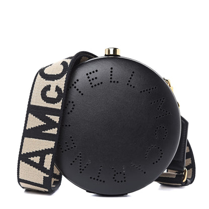 Stella McCartney Eco Alter Nappa Perforated Mini Round Logo Black 1 of 9