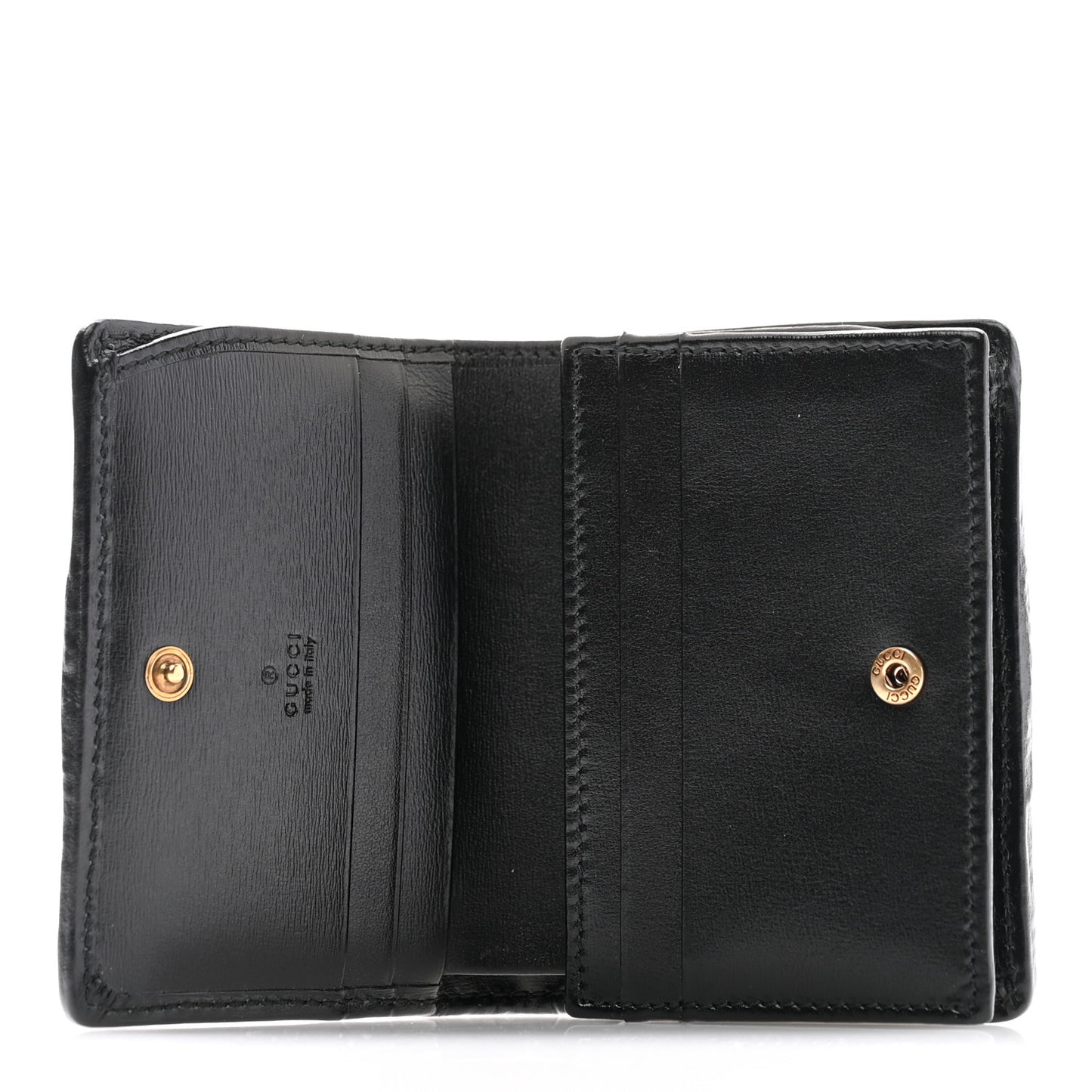 Calfskin Web Trapuntata GG Marmont Card Case Wallet Black