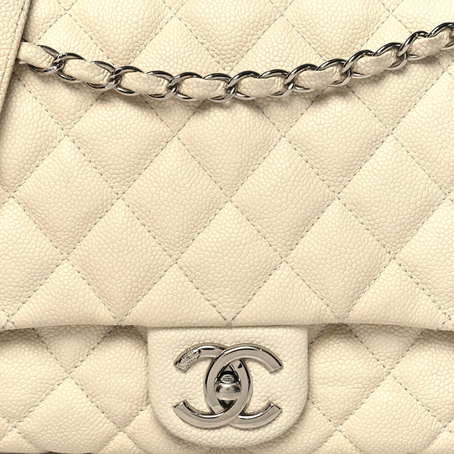 Chanel Caviar Quilted Jumbo Easy Flap Dark White 8 of 12