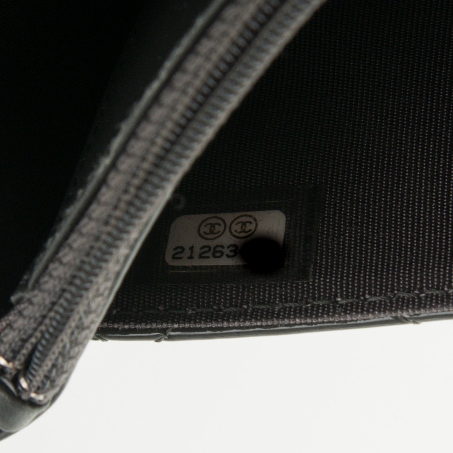 Patent Quilted Wallet On Chain WOC Dark Grey