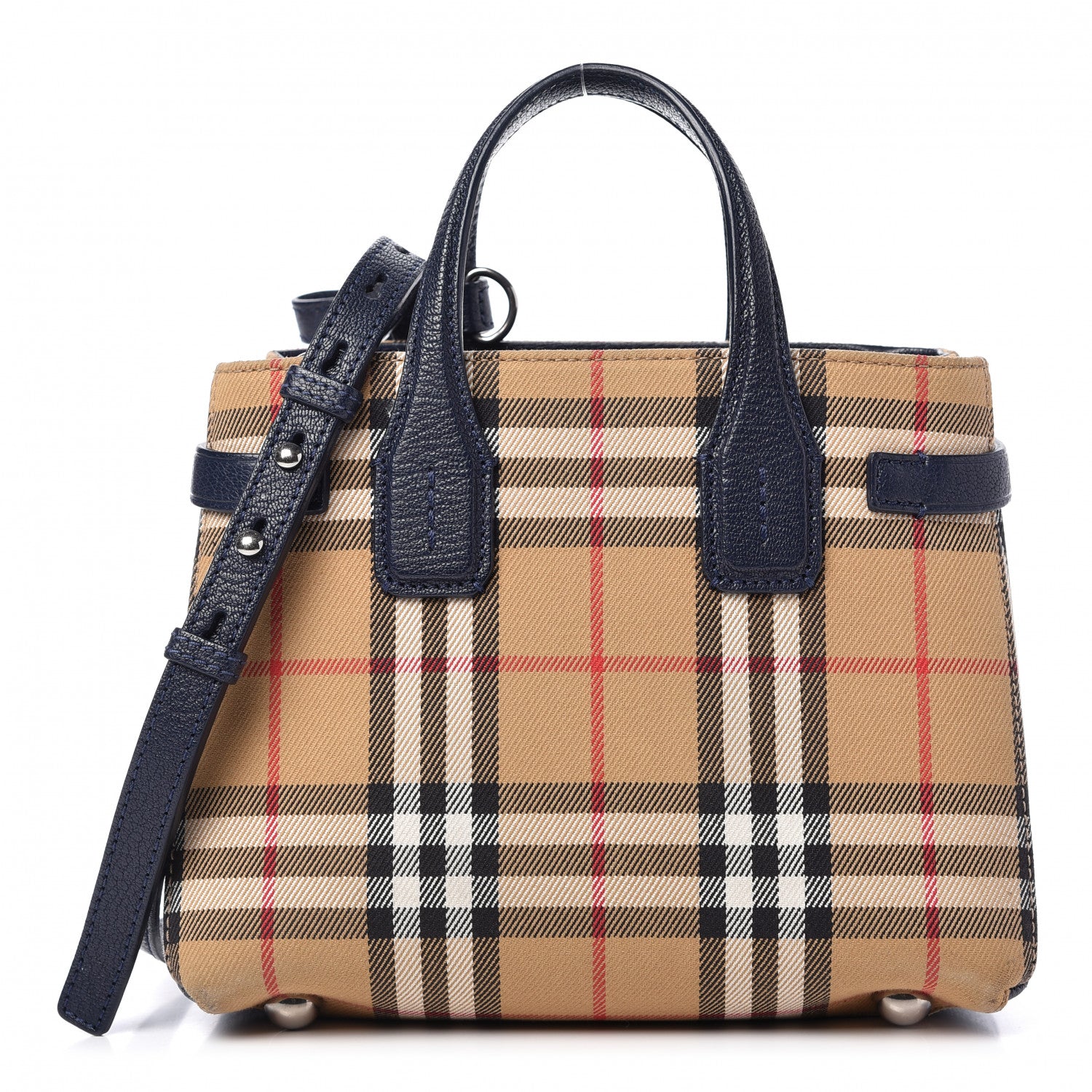 Burberry Goatskin Vintage Check Baby Banner Tote Regency Blue 1 of 11