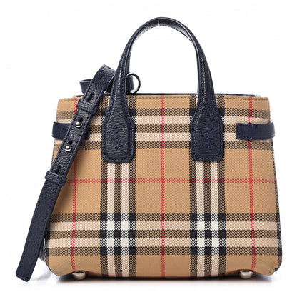 Burberry Goatskin Vintage Check Baby Banner Tote Regency Blue 1 of 11