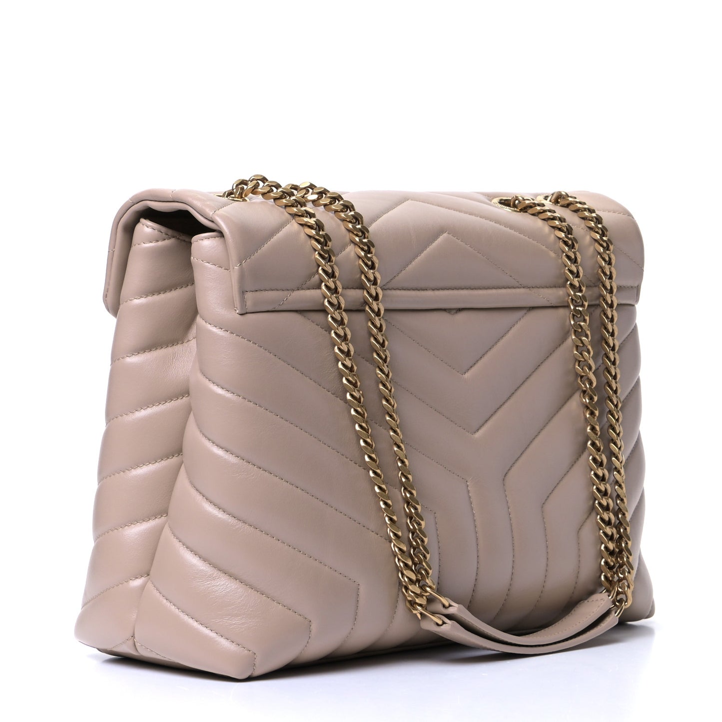 Calfskin Y Quilted Monogram Medium Loulou Chain Satchel Dark Beige