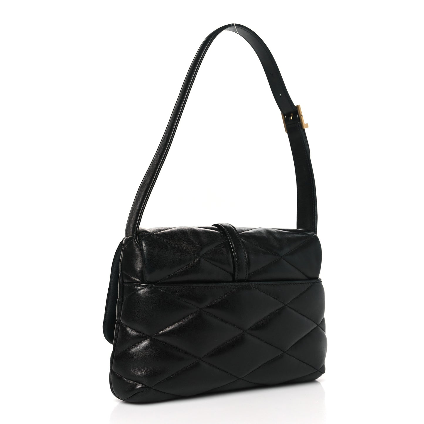 SAINT LAURENT Lambskin Quilted Le 57 Diamond Shoulder Bag Black