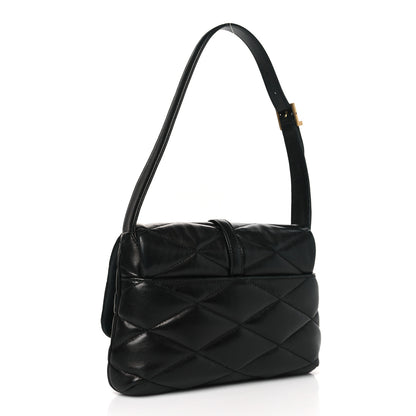 Saint Laurent SAINT LAURENT Lambskin Quilted Le 57 Diamond Shoulder Bag Black 3 of 9