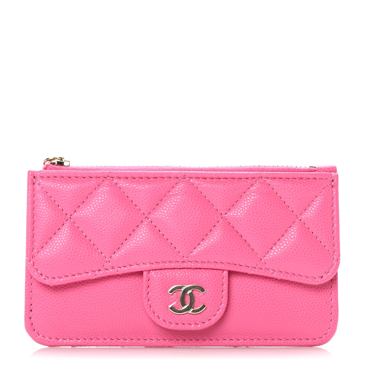 Chanel Caviar Quilted Flap Zip Card Holder Dark Pink 1 of 7