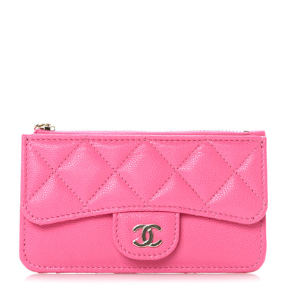 Chanel Caviar Quilted Flap Zip Card Holder Dark Pink 1 of 7