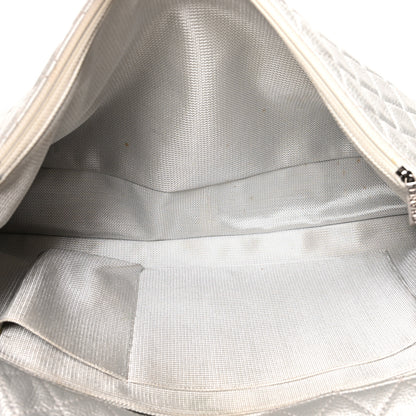 Chanel Metallic Calfskin Quilted XXL Travel Flap Bag Silver 5 of 10