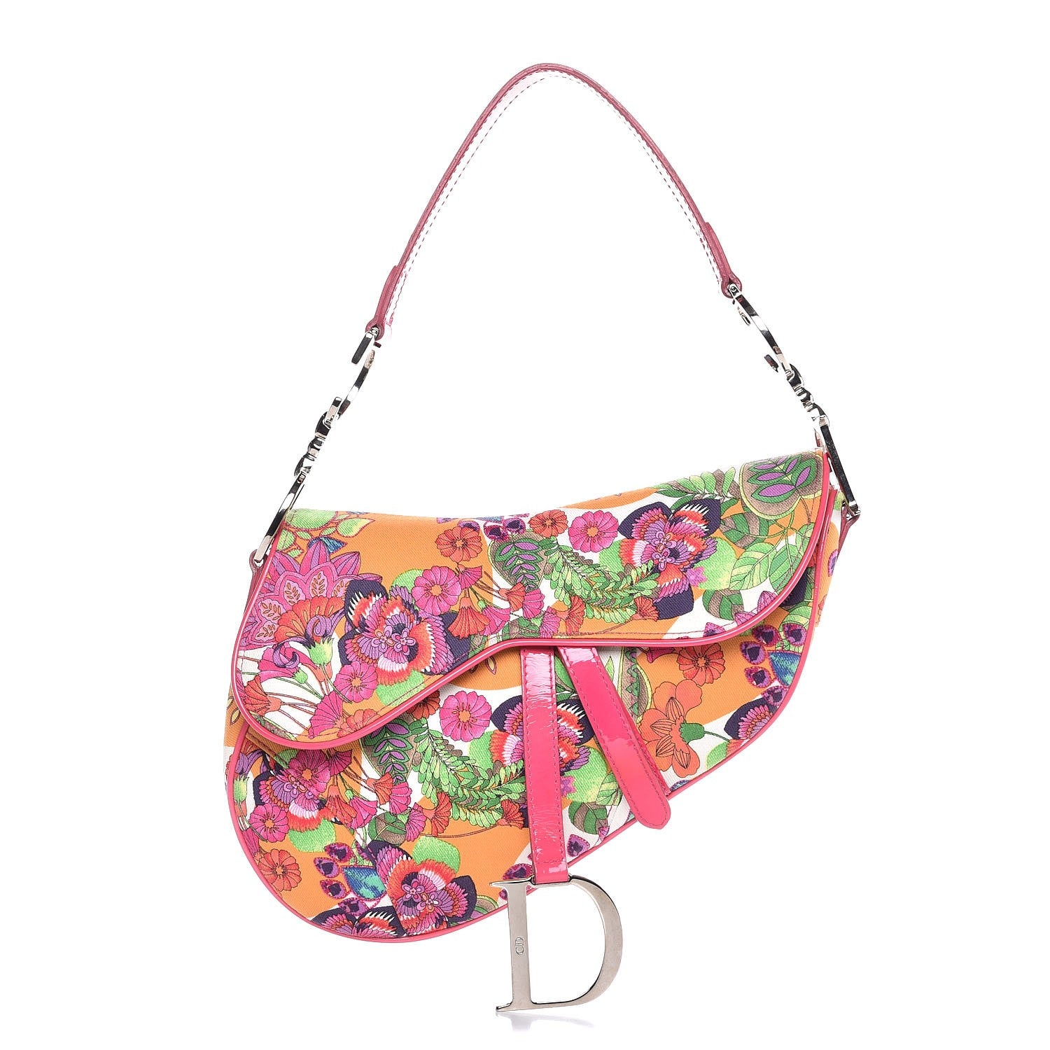 Christian Dior Canvas Floral Saddle Bag Multicolor 1 of 8