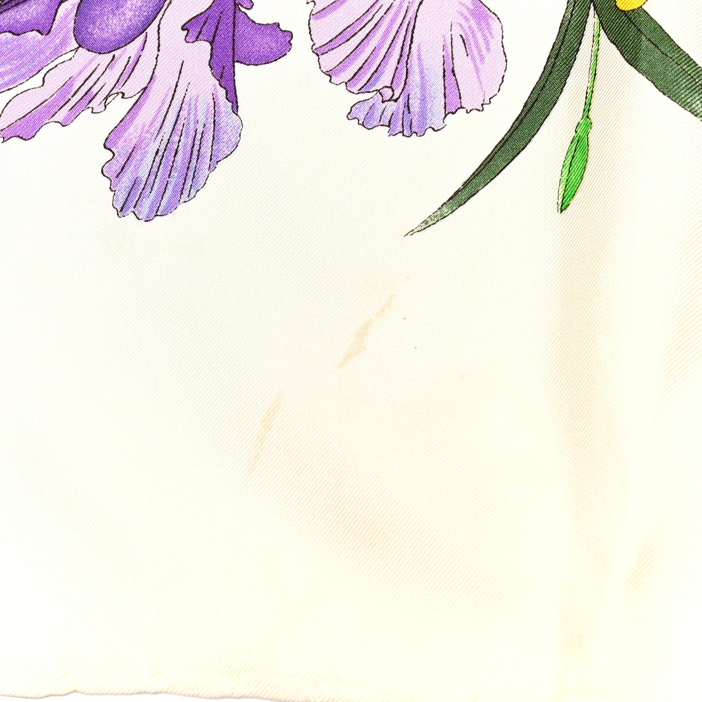 Silk Twill Flora Square Scarf White