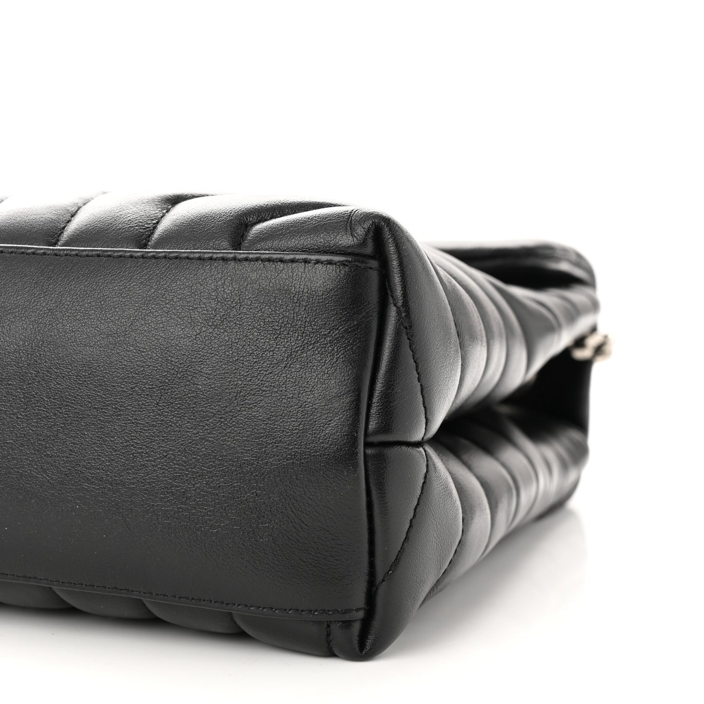 Calfskin Y Quilted Monogram Medium Loulou Chain Satchel Black