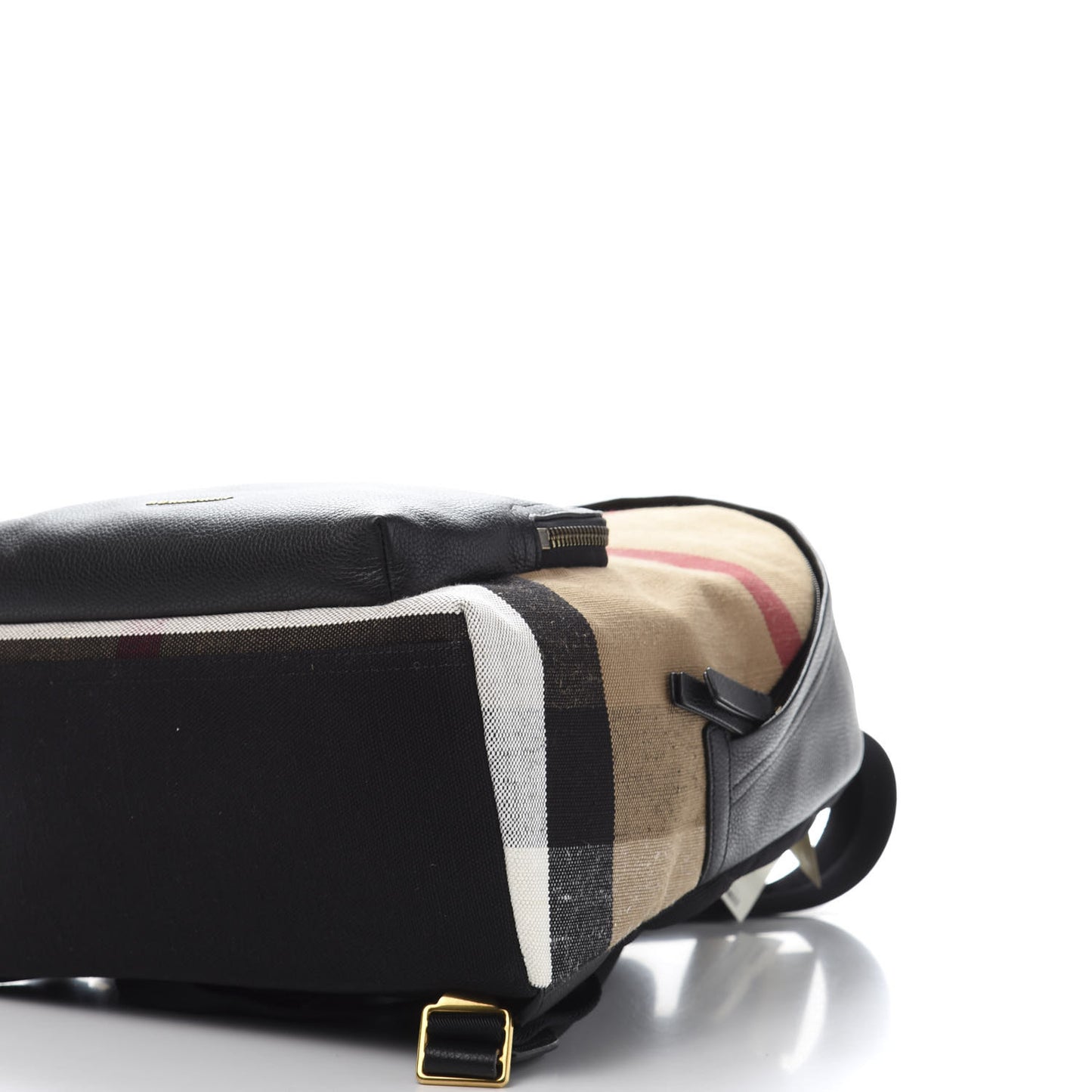 Mega Check Calfskin Abbeydale Simple Backpack Black Camel