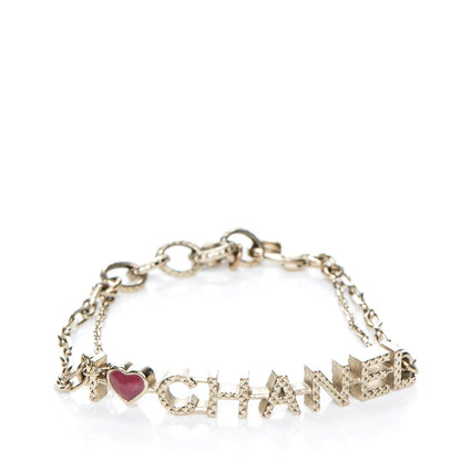 Chanel Quilted I Heart Logo Bracelet Gold 1 of 4