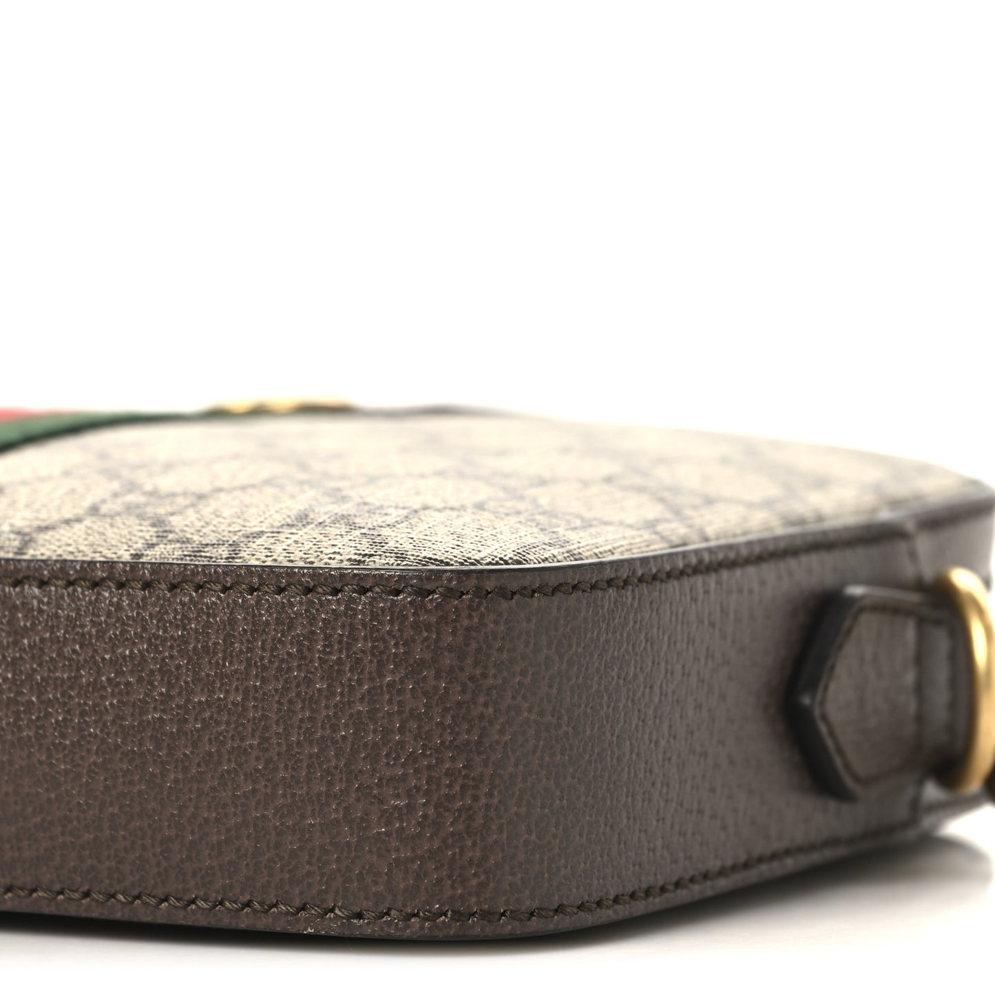 GG Supreme Monogram Textured Dollar Calfskin Web Ophidia Wristlet Shoulder Bag Beige Ebony New Acero