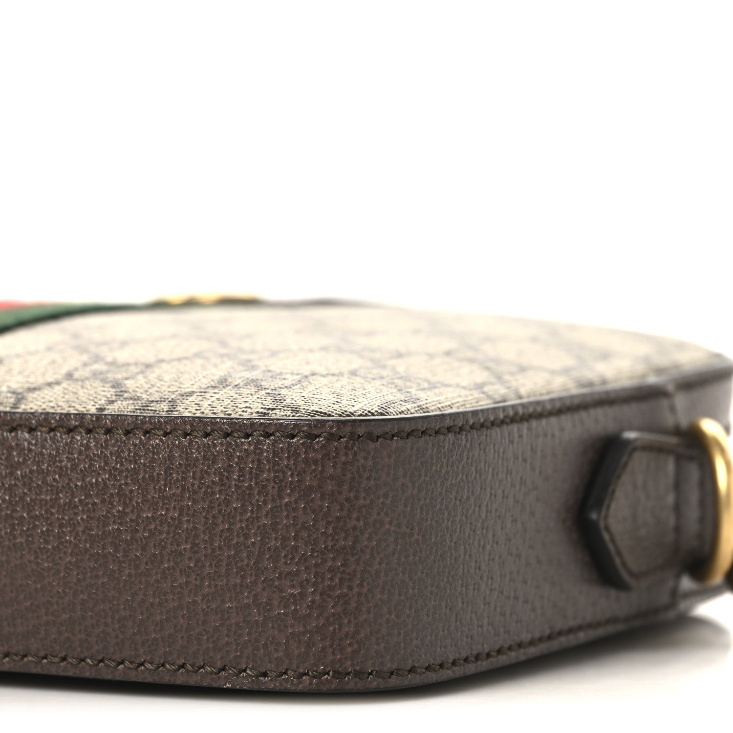 Gucci GG Supreme Monogram Textured Dollar Calfskin Web Ophidia Wristlet Shoulder Bag Beige Ebony New Acero 10 of 11