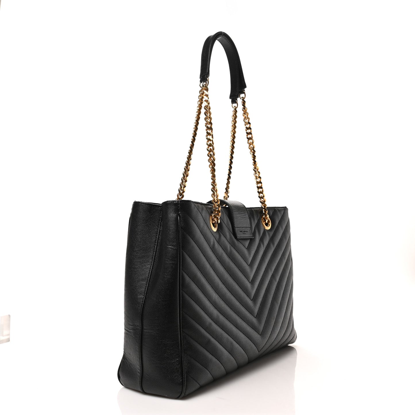 Grain De Poudre Matelasse Chevron Monogram Shopping Bag Black