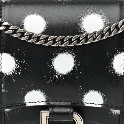 Balenciaga Shiny Box Calfskin Polka Dot Hourglass Chain Bag Black White 7 of 9