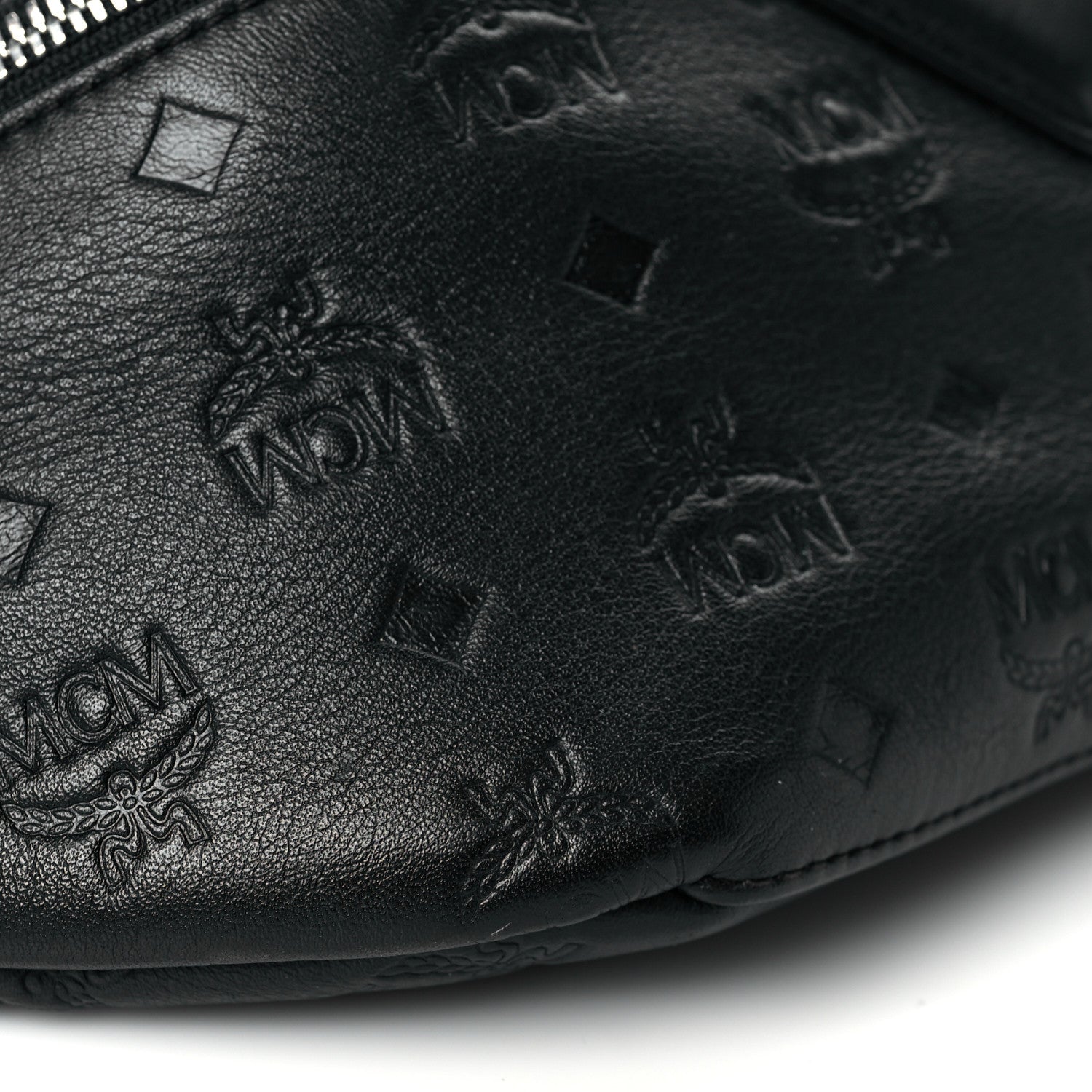MCM Calfskin Ottomar Monogram Fursten Belt Bag Black 9 of 10