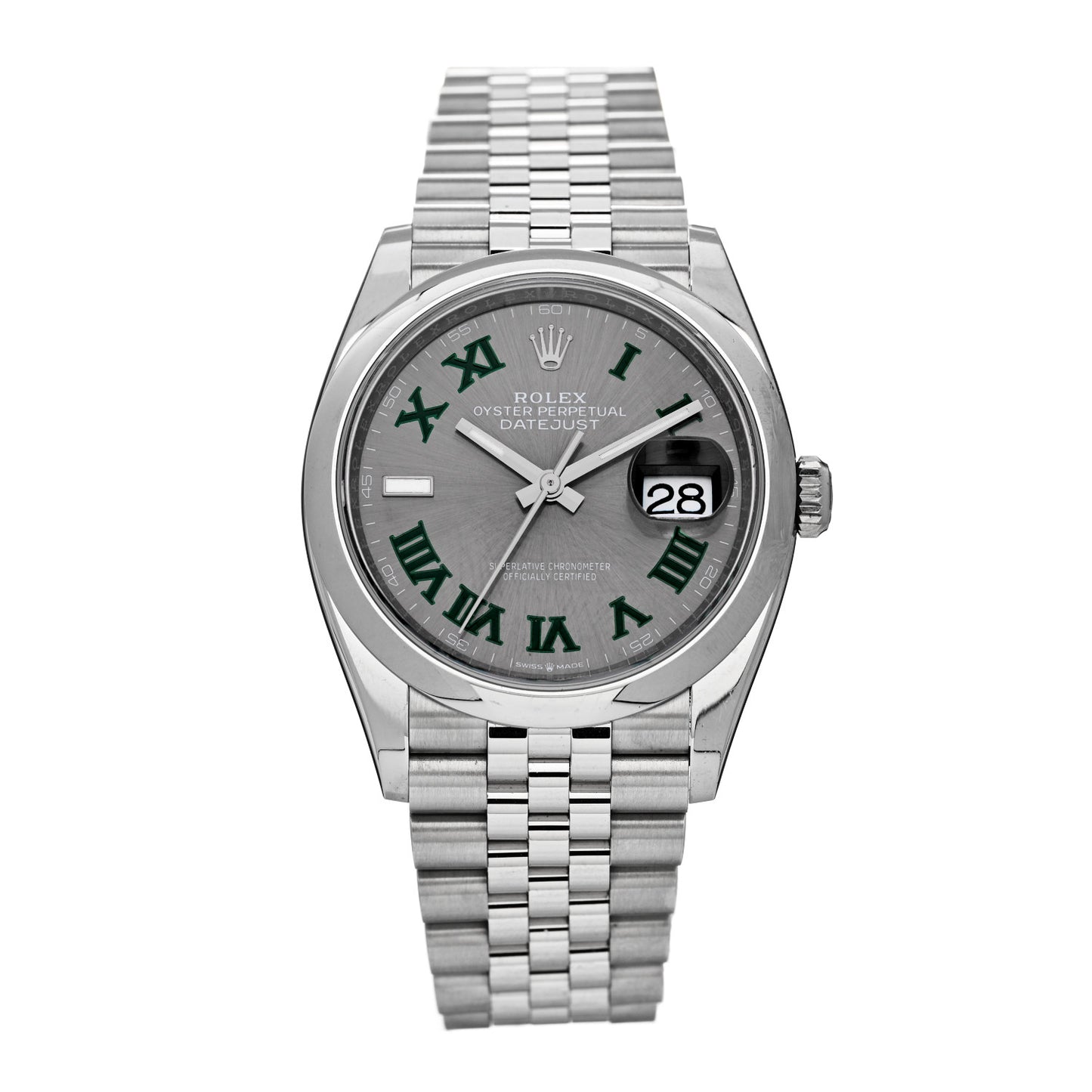 Stainless Steel 36mm Oyster Perpetual Wimbledon Datejust Watch Slate 126200