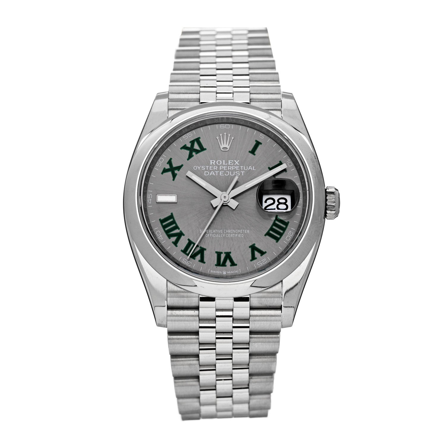 Rolex Stainless Steel 36mm Oyster Perpetual Wimbledon Datejust Watch Slate 126200 1 of 5